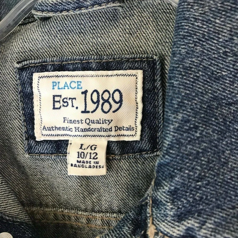 The Place Est 1989 Denim Jacket Blue Classic Trucker‎ Style Girls Large (10/12)
